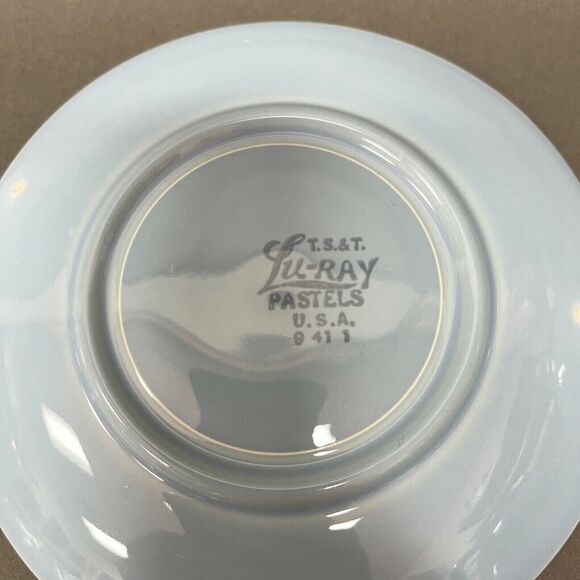 Vintage TS&T Taylor Smith & T Lu-Ray Pastels Blue Cups and Saucers Lot of 7 - Picture 6 of 8